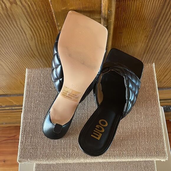 Ego TROPEZ SQUARE TOE QUILTED HEEL MULE IN BLACK FAUX LEATHER Size 9 - Picture 13 of 13